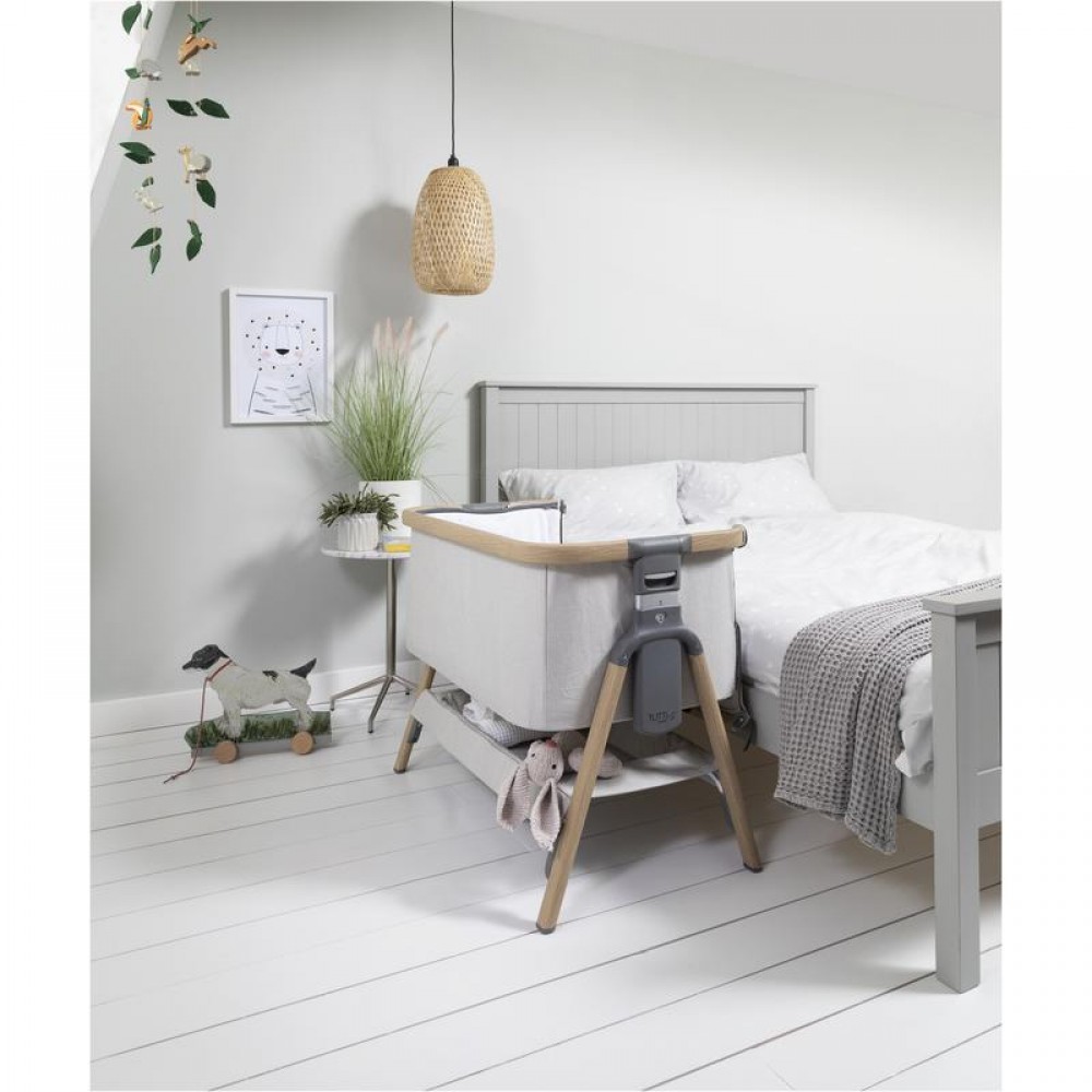 Tutti Bambini CoZee Bedside Crib, Oak & Silver